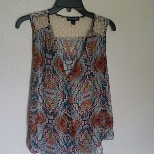 Colorful Geometric Sleeveless Blouse